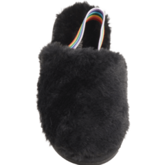 Pantuflas "LAMO" - De peluche negro con elástico multicolor en internet