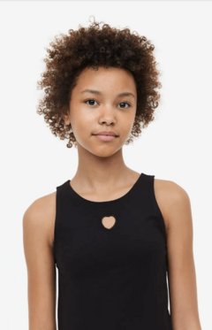 Vestido H&M - Negro liso con corazón calado - comprar online