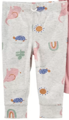 Pack x 2 pantalones de algodón "Carter´s" - Liso rosa + gris con dibujutos - comprar online