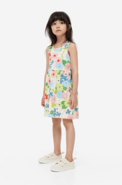 Vestido H&M - Little Girl - Blanco con flores grandes de colores - comprar online