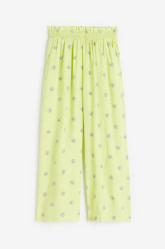 Pantalón "H&M" - De verano, verde con margaritas. Súper fresco