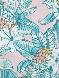 Malla "Osh Kosh" - Verde, azul y rosa, con ananás y plantas en internet