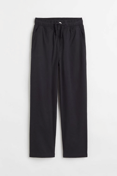 Pantalón "H&M" - De gabarina liviana, negro, corte recto, cintura elastizada