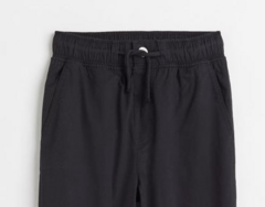 Pantalón "H&M" - De gabarina liviana, negro, corte recto, cintura elastizada - comprar online