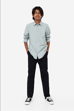 Pantalón "H&M" - Clásico, de gabardina negra, con sistema de ajuste de cintura - comprar online