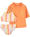 Malla "Carter´s" - 3 piezas, bikini + remera UV naranja con símbolo de paz