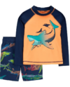 Conjunto "Carter´s" - Remera UV manga larga naranja y azul + malla con tiburones