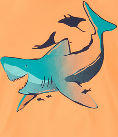 Conjunto "Carter´s" - Remera UV manga larga naranja y azul + malla con tiburones - comprar online