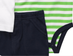 Conjunto "Carter´s" - 3 piezas rayado verde con dino y short azul - tienda online