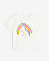 Remera "H&M" - Cruda arco iris y unicornio con brillitos