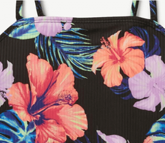 Malla "Justice" - Enteriza negra con flores de colores - comprar online