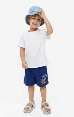 Short "H&M" - Little Boy - De algodón azul con palmera de colores - comprar online