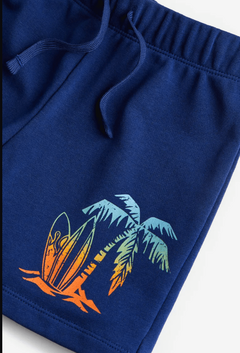Short "H&M" - Big Boy - De algodón azul con palmera de colores - Lupeluz