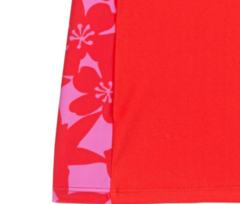Remera UV - "Speedo" - Manga corta roja con flores rosas - Lupeluz