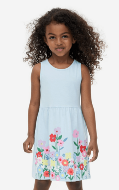 Vestido H&M - Little Girl - Celeste con flores abajo - comprar online