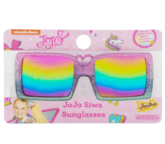 Anteojos de sol "Jojo" - 100% UV - Rosa cuadrados, lentes espejados de colores