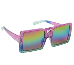 Anteojos de sol "Jojo" - 100% UV - Rosa cuadrados, lentes espejados de colores - comprar online