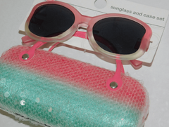 Pack estuche + anteojos de sol "Wonder Nation" - Degradé rosa a verde agua, estuche igual con lentejuelas - comprar online