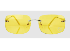Anteojos de sol "Justice" - 100% UV - Amarillo, sin marco, con flor brillitos