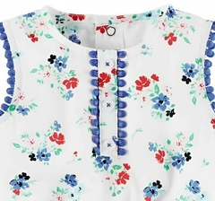 Enterito "Carter´s" - De algodón blanco con flores rojas y azules - comprar online