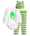Conjunto "H&M" - 3 piezas blanco y verde con Hipopótamo
