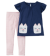 Conjunto "Carter´s" - 2 piezas remera azul + calza rayada rosa y blanca