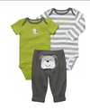 Conjunto "Carter´s" - 3 piezas gris y verde con perro en la cola
