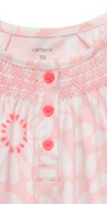 Vestido "Carter´s" - De algodón rosa con flores blancas. Trae bombachudo cubrepañal !! - comprar online