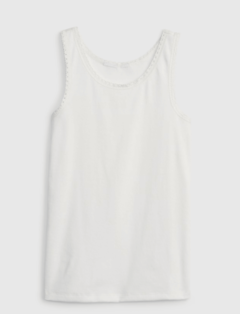 Musculosa "Gap" - De algodón blanca con detalles de puntillas