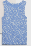 Musculosa "Gap" - De morley celeste con florcitas blancas