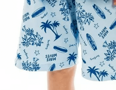 Pijama "Roko´s" - Musculosa azul francia + short celeste estampado en internet