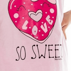 Pijama "Marienitas" - Musculosa rosa + short corazón donas "SO SWEET" en internet