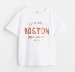 Remera H&M - Big boy - Blanca con Boston