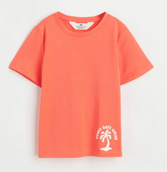 Remera H&M - Naranja con palmera chiquita