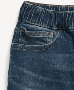 Imagen de Short "Old Navy" - De jean azul oscuro, cintura elastizada, cordón ajustable beige