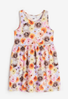 Vestido H&M - Little Girl - Rosa con gatos y flores de colores