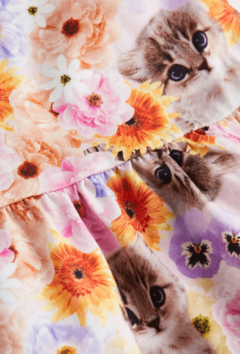 Vestido H&M - Little Girl - Rosa con gatos y flores de colores - Lupeluz