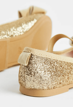 Zapatos "H&M" - Balerinas doradas con moño - Lupeluz