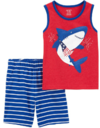 Conjunto "Carter´s" - 2 piezas musculosa + short azul francia y rojo con tiburón