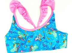 Bikini "Elemento" - Azul con sirenas, delfines y vivos en rosa - comprar online