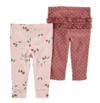 Pack x 2 pantalones de algodón "Carter´s" - Rosas claro con colibris y rosa oscuro con lunares