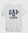 Remera "GAP". Big Boy - Blanca logo azul "Classic"