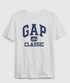Remera "GAP". Little Boy - Blanca logo azul "Classic"