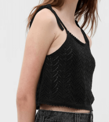 Musculosa "Gap" - Negra, tejida de crochet, cortita - De adultos - comprar online