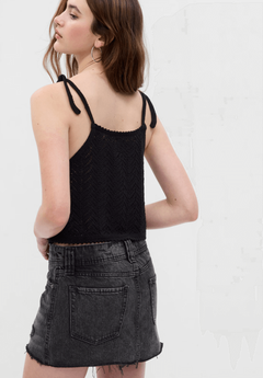 Musculosa "Gap" - Negra, tejida de crochet, cortita - De adultos en internet