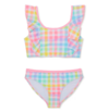 Malla "Free Style" - Big Girl - Bikini cuadrille de colores con vivos en rosa