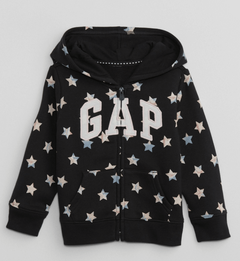Campera "Gap". Little Girl - Gris con estrellas y logo blanco