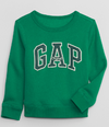 Buzo "Gap". Cuello redondo verde con logo estampado