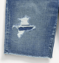 Short "Old Navy" - De jean azul celeste rotito, cintura elastizada, cordón ajustable - tienda online