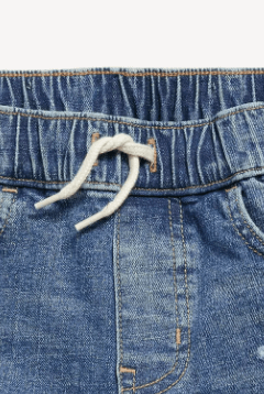 Short "Old Navy" - De jean azul celeste rotito, cintura elastizada, cordón ajustable - comprar online